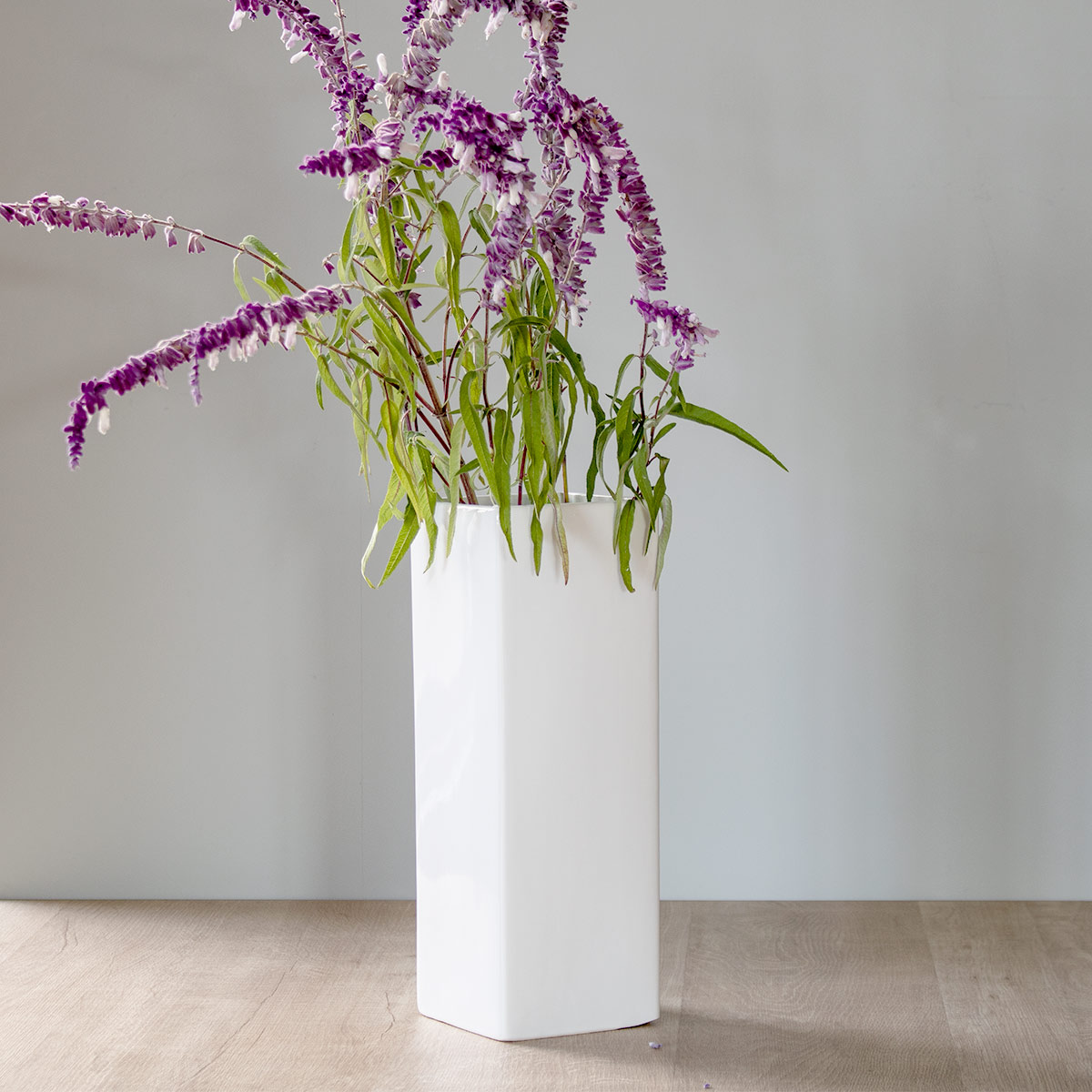 花瓶 モノトーンフラワーベース 陶器 幅10×奥行10×高さ30cm