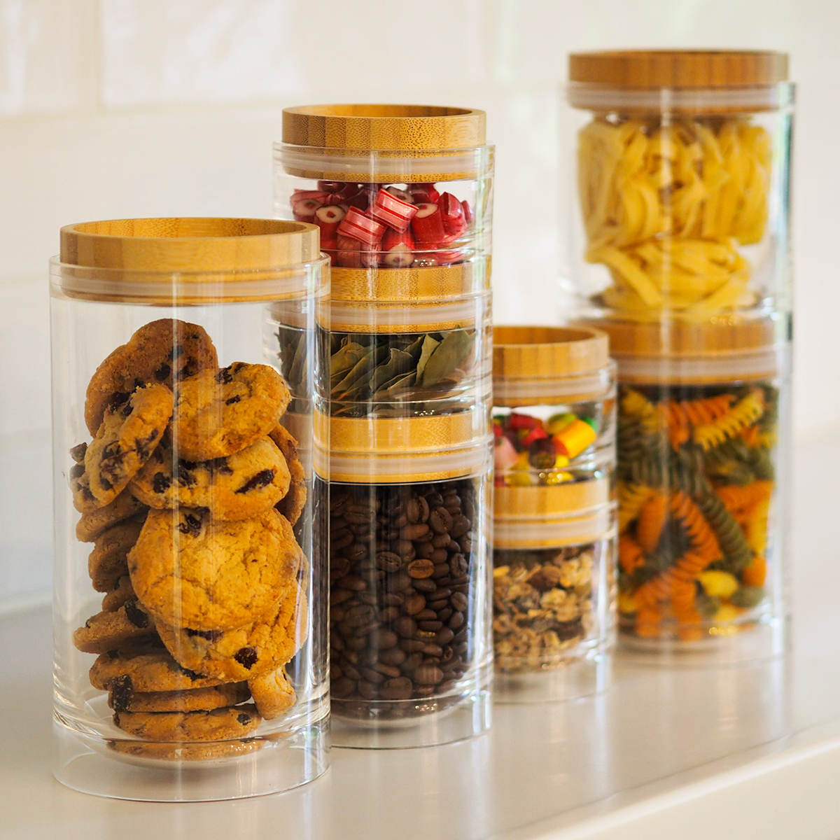 biite 保存容器 1.75L 重なるキャニスター バンブー パスタケース