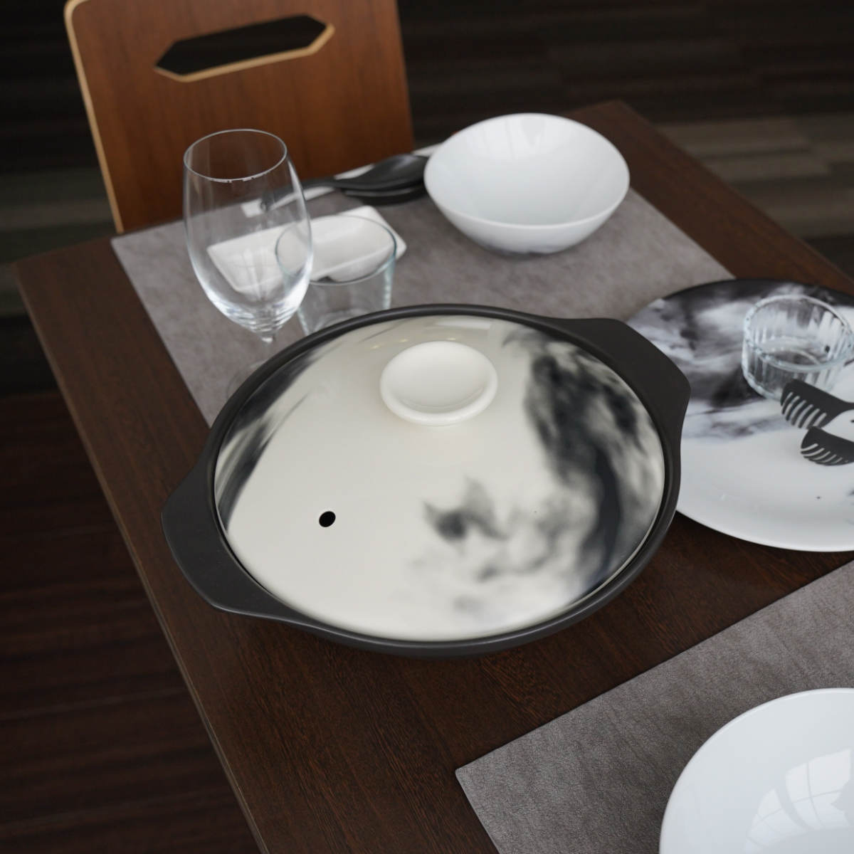 M.STYLE（エムスタイル） 土鍋 9号 ガス火専用 Flow 直火軽量土鍋