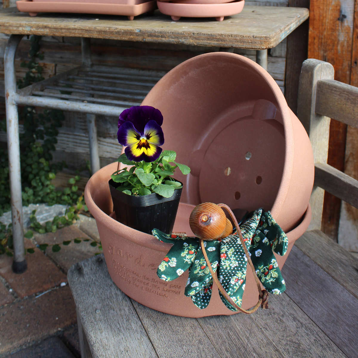 八幡化成 プランター エコプランター浅型 直径36.3cm 木粉入り