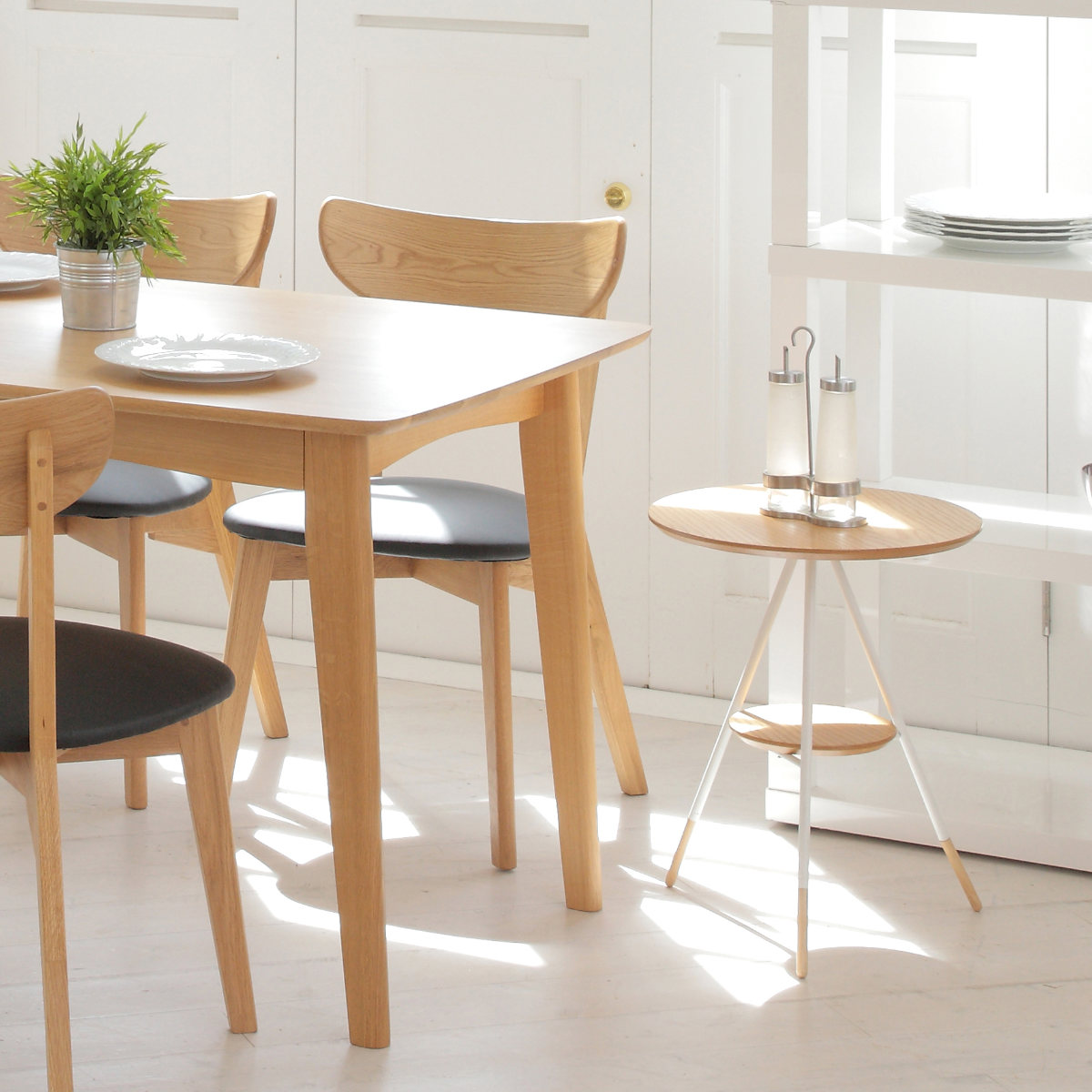 あずま工芸 サイドテーブル 高さ50cm オーレ 木製 （ 丸 テーブル