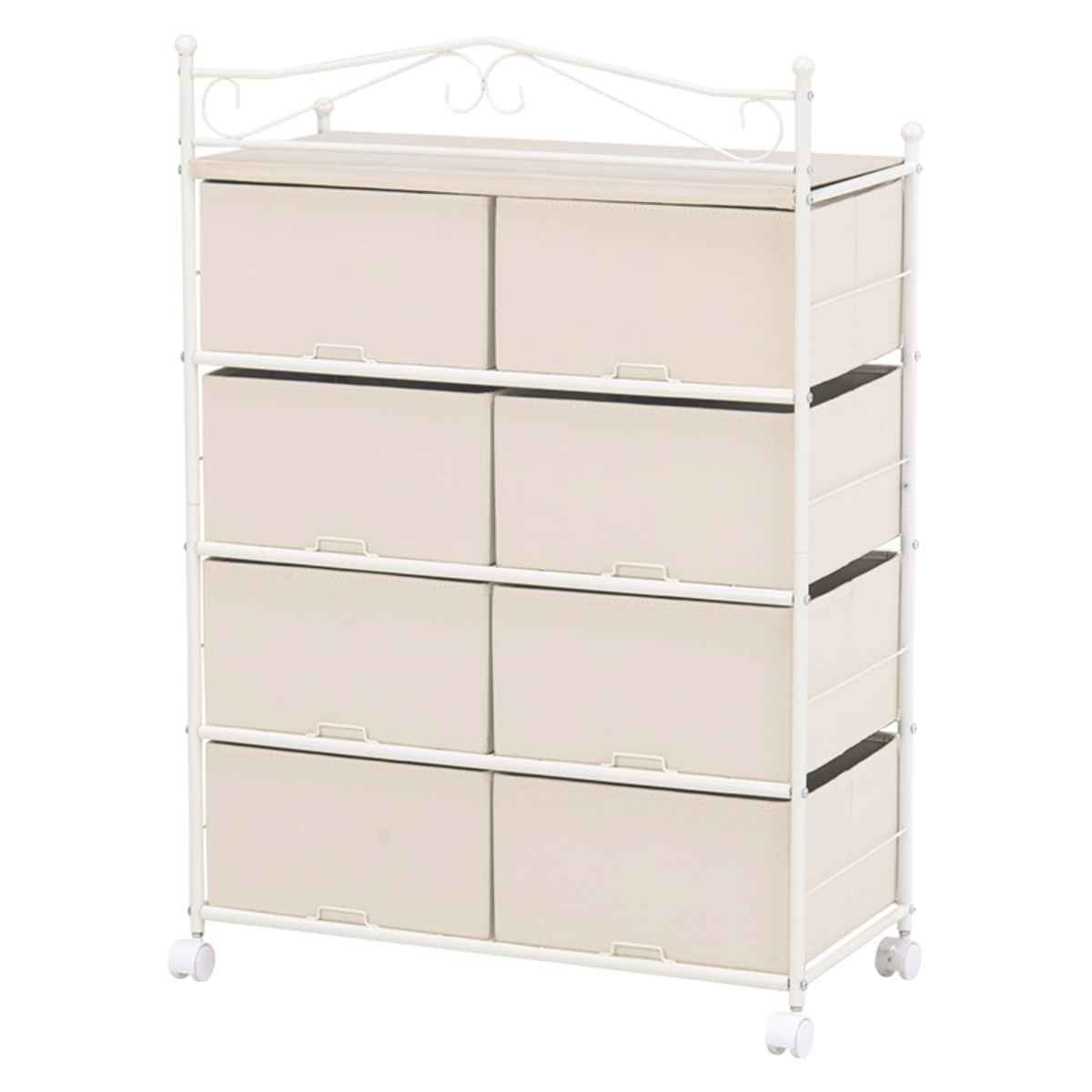 HAGiHARA（萩原） チェスト 4段 幅76cm キャスター付 フリル （ 収納