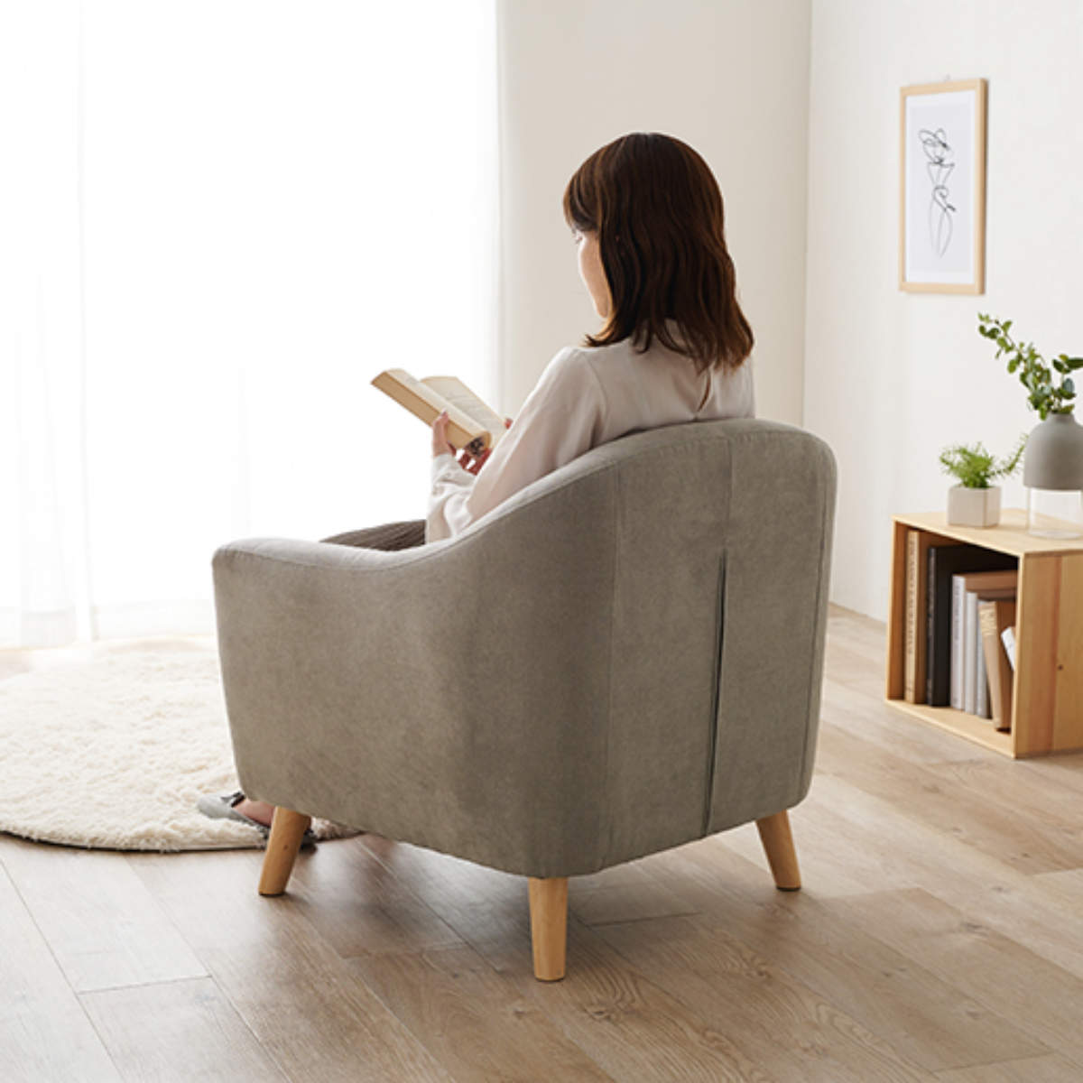 HAGiHARA（萩原） ソファ 幅70cm 一人掛け 肘掛け ファブリック （ 1人