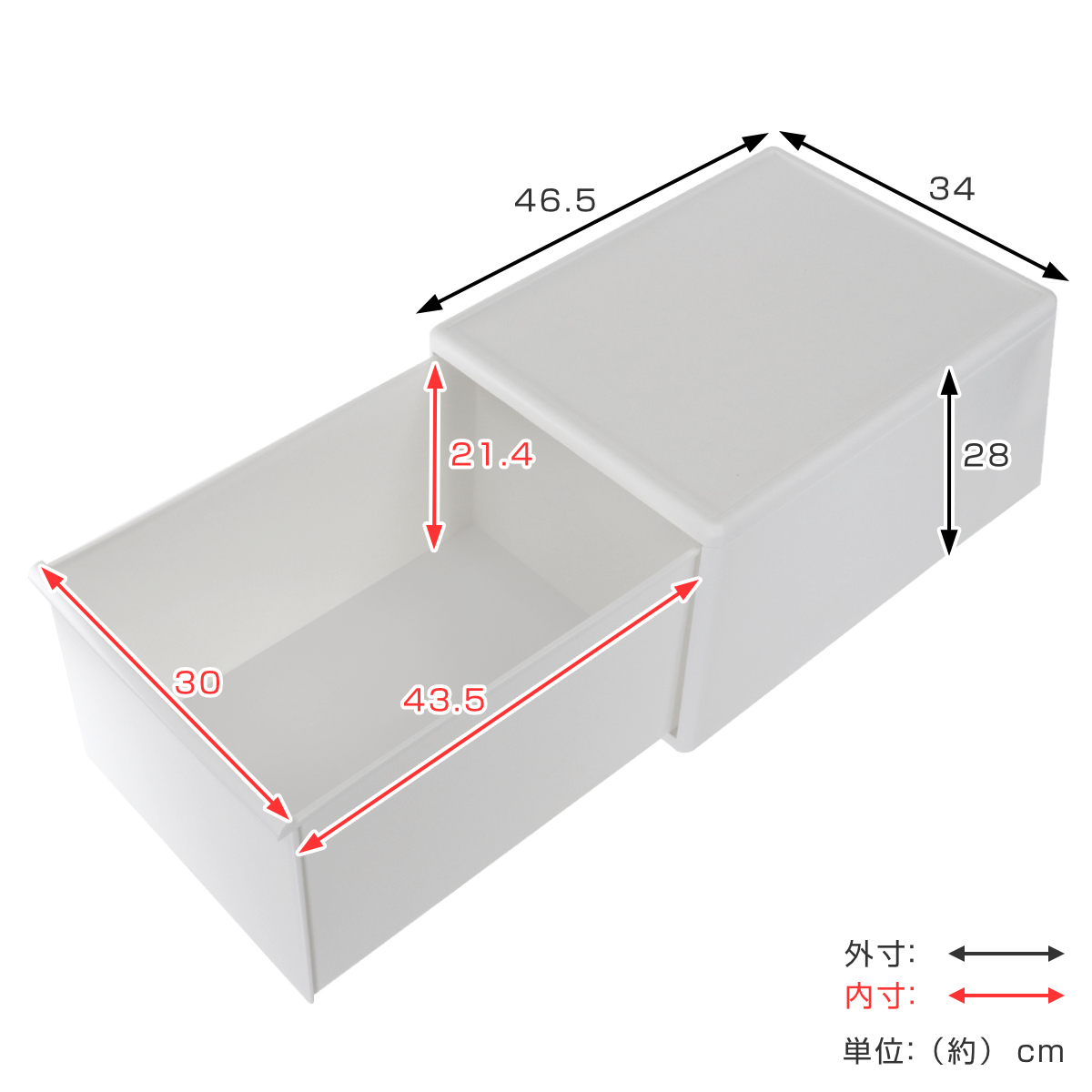 Like-it - 納める入れもの 同色3個組 組み合わせて使える納める入れもの 広広としたL （ 納める 可塑性物質 抽き出し 幅34×奥ふかさ46.5×高さ28糎 日本製 押し入れ ）