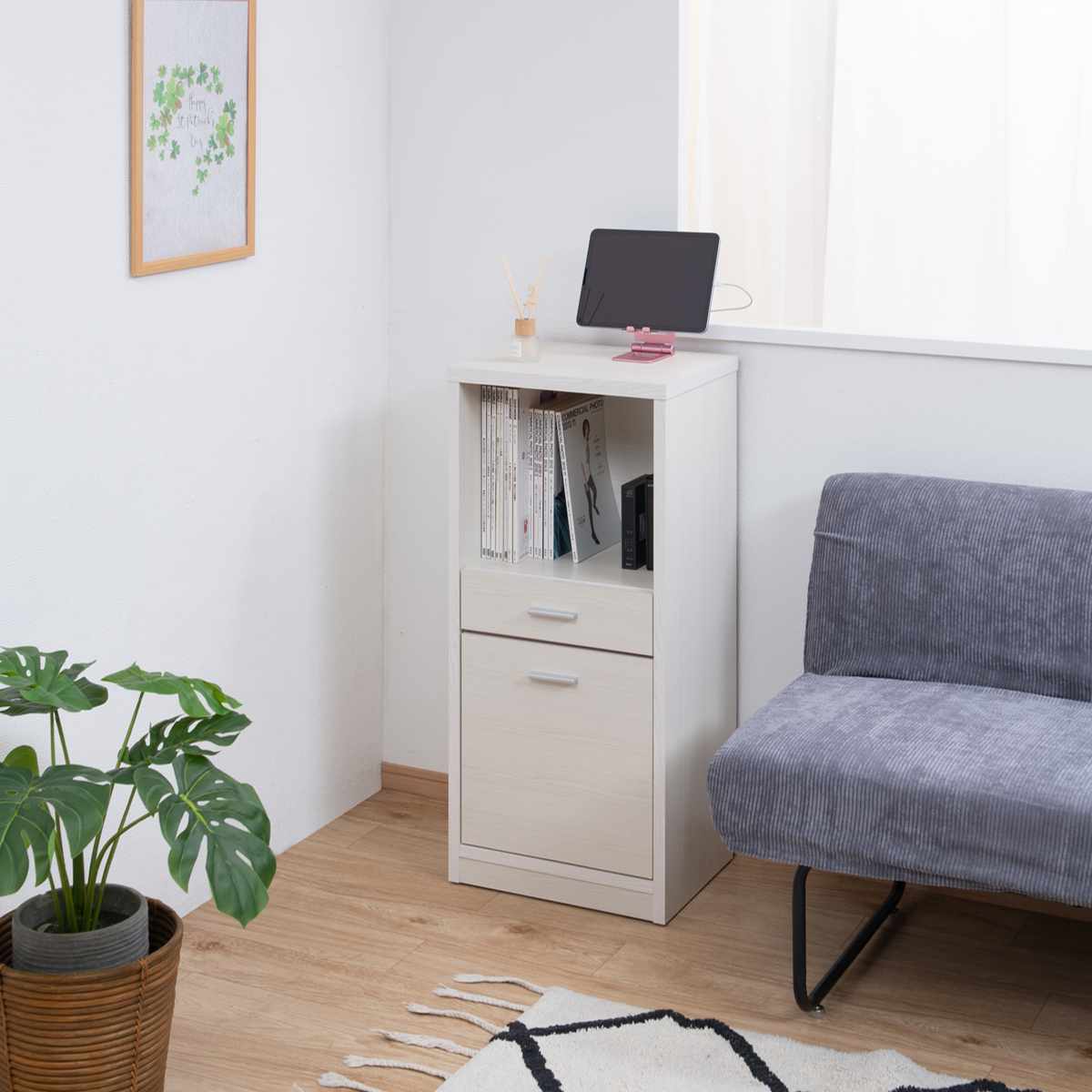 カウンター下収納 幅40cm オープンタイプ 引出し付 日本製 完成品