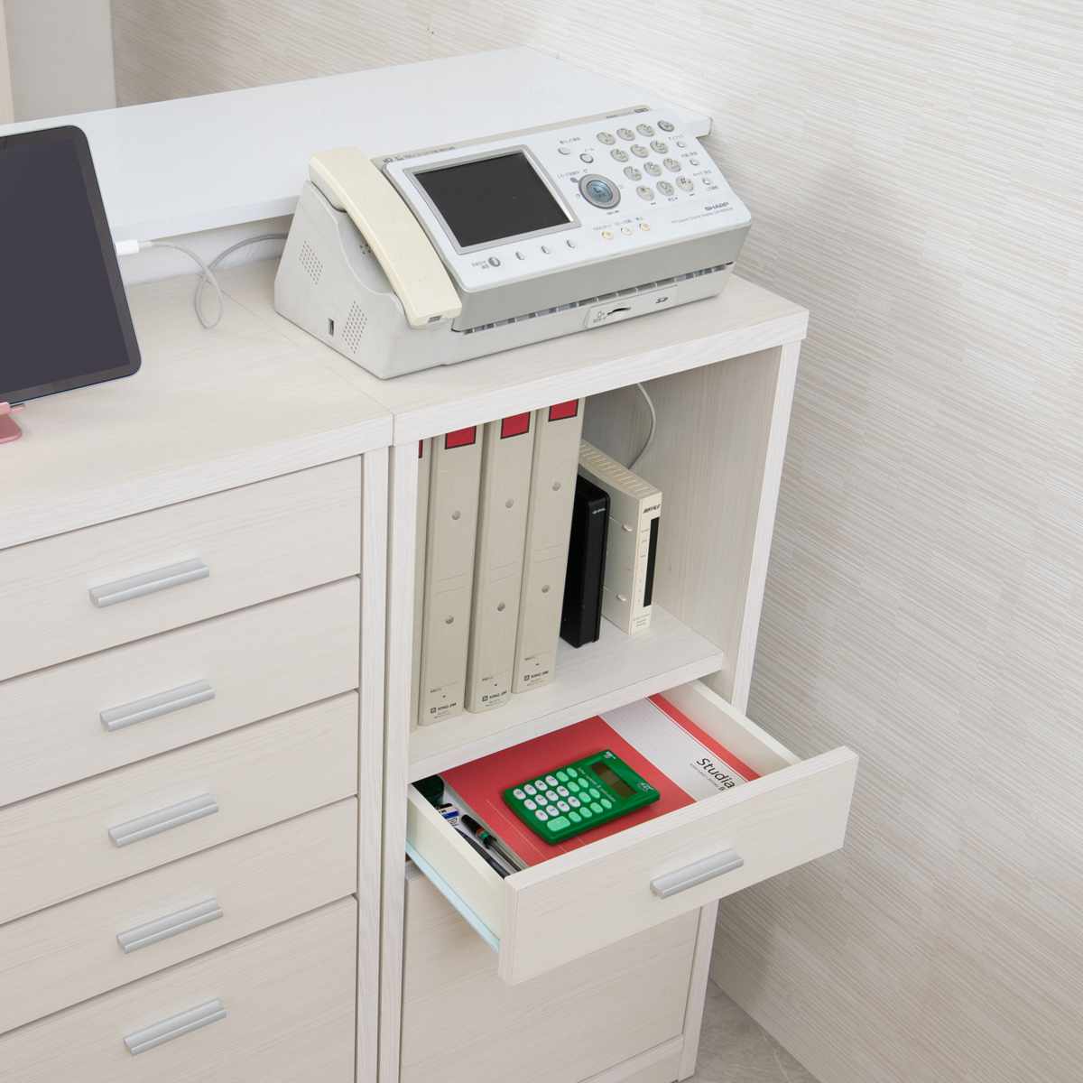 カウンター下収納 幅40cm オープンタイプ 引出し付 日本製 完成品