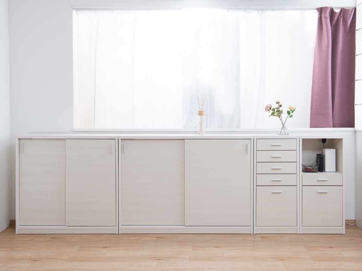 カウンター下収納 幅120cm 引戸タイプ 日本製 完成品 （ カウンター下