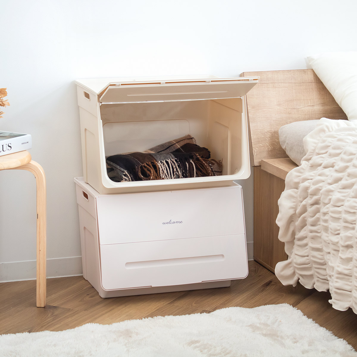 SANKA（サンカ） 収納ボックス 3個セット 前開き 幅45×奥行34×高さ31cm