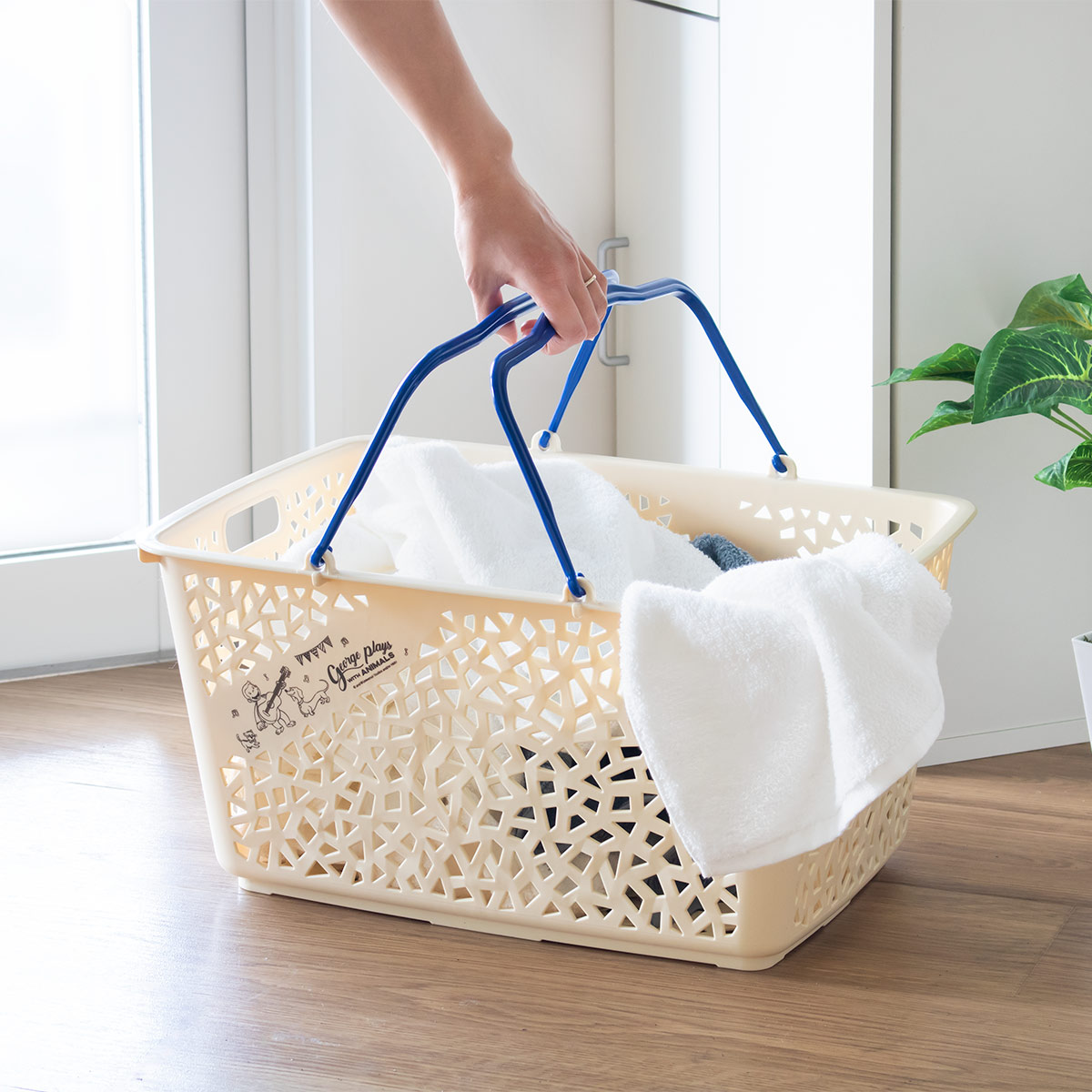 錦化成 バスケット おさるのジョージ ラピスバスケット11 レジかご