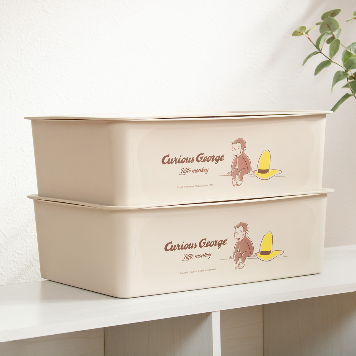 南12条店 タッパーウエア マルチオーガナイザー 収納ケース 幅35cm×奥行35cm 2個+キャスター付きパレット セット 錦化成 収納ボックス 幅38×奥行27×高さ12cm おさるのジョージ コレクト