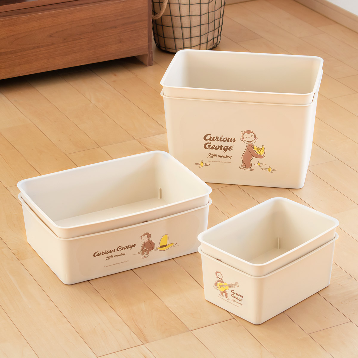 錦化成 収納ボックス 幅38×奥行27×高さ24cm おさるのジョージ コレクト