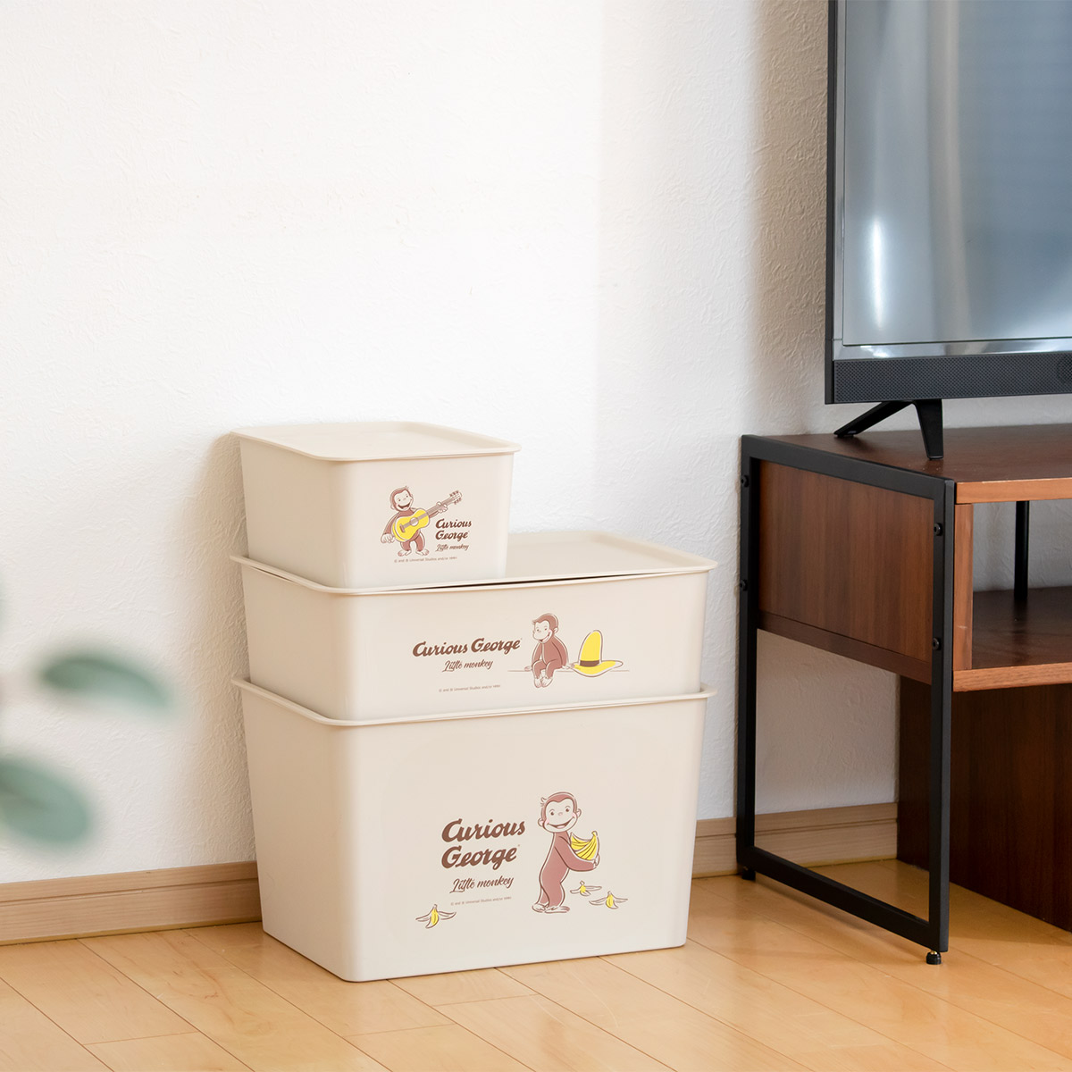 錦化成 収納ボックス 幅38×奥行27×高さ24cm おさるのジョージ コレクト