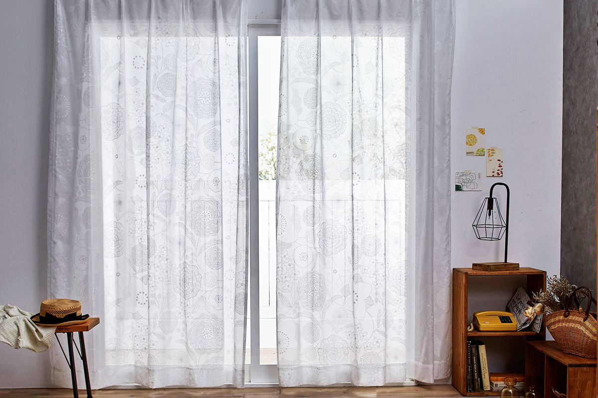 スミノエ レースカーテン イハナシアー 100×133cm ウォッシャブル