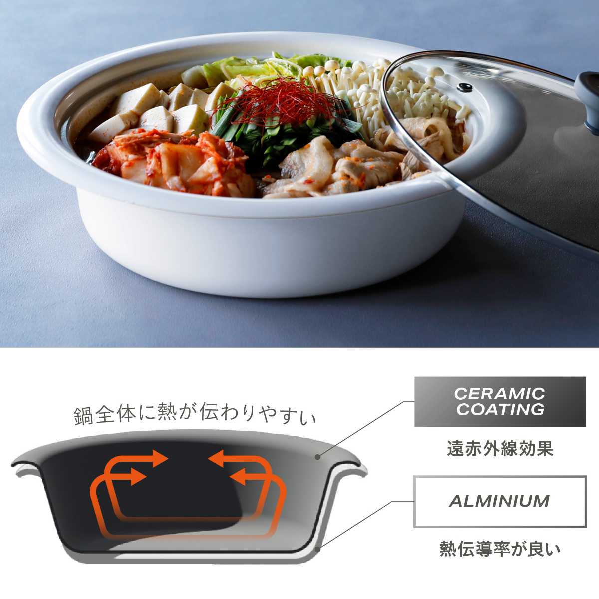 CB JAPAN（シービージャパン） 卓上鍋 24cm IH対応 copan ガラス蓋付き