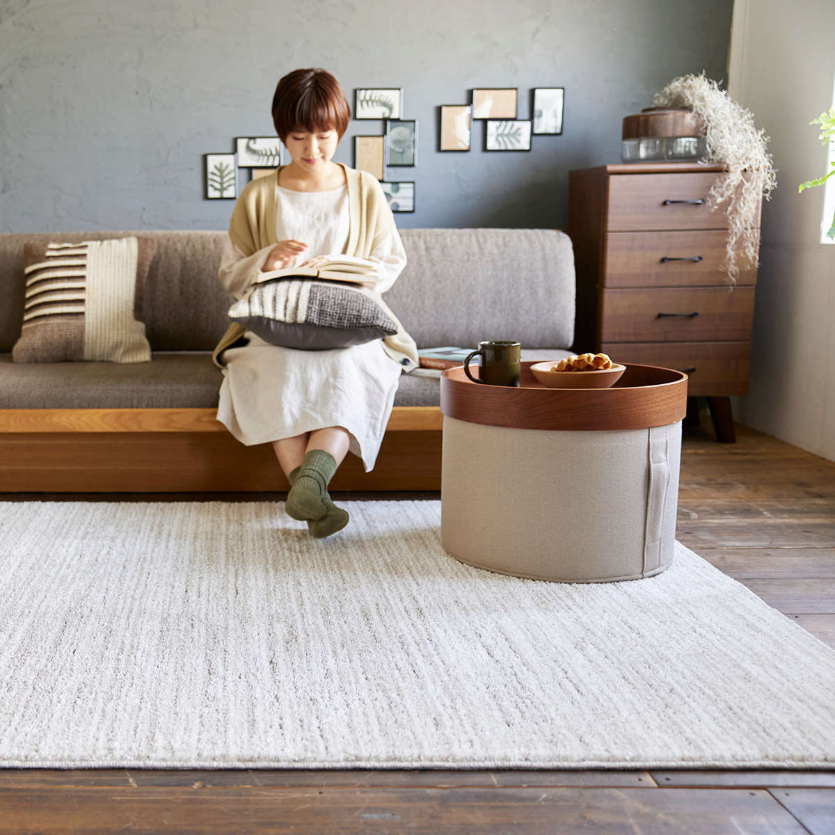 展示品　スミノエ　モダン　北欧　モダン　カーペット　絨毯　ラグ スミノエ ラグ エクリュ 190×240cm 洗える （ カーペット 絨毯 マット