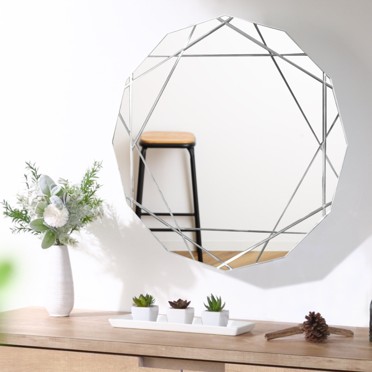 木製 ウォールミラー 塩川光明堂 壁掛け 鏡 塩川光明堂 ミラー 壁掛け 62×62cm ウォールミラー モーデン （ 鏡