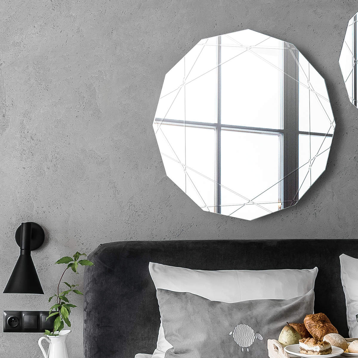 塩川光明堂 ミラー 壁掛け 62×62cm ウォールミラー モーデン （ 鏡