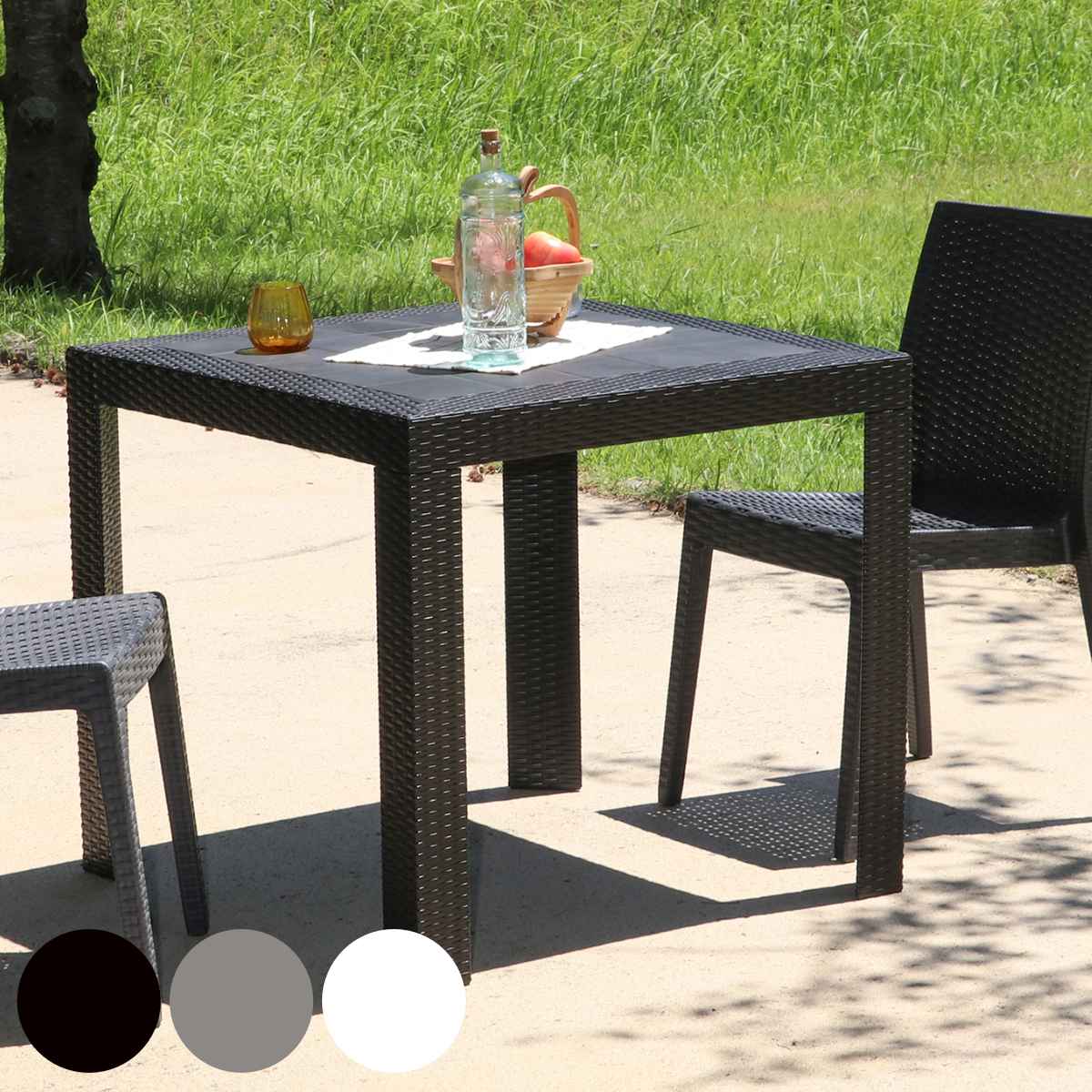 ガーデンテーブル ステラ テーブル 幅80×奥行き80cm ブラック : 414518