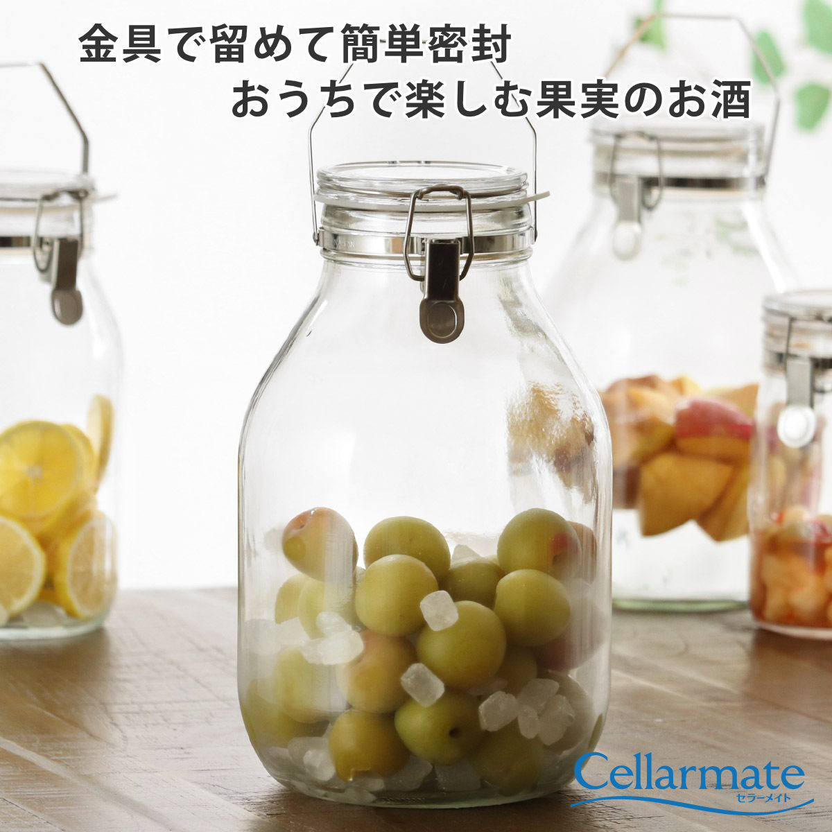 果実酒びん 4L 取手付密封びん セラーメイト （ 日本製 ガラス 密閉