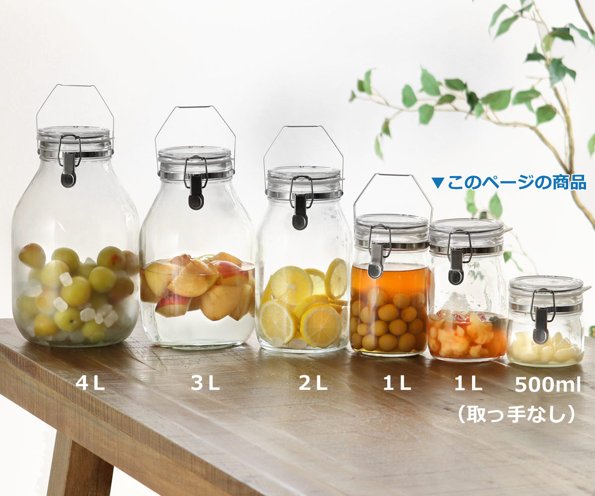 ゴジラ ガラス瓶 保存容器。３時間下げます。 セラーメイト｜取手付 密封保存 ガラス瓶 3L - ハシュケ［hushykke］