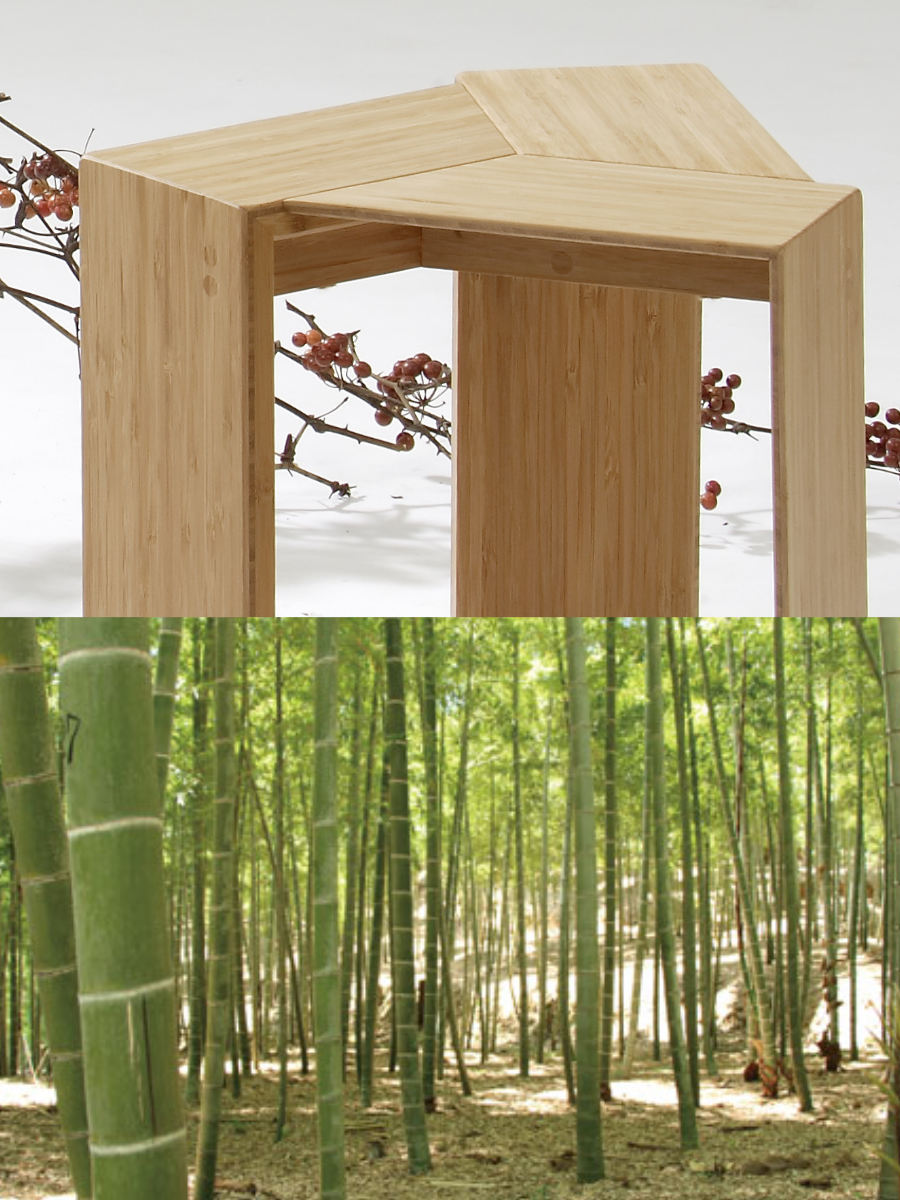 TEORI（テオリ） スツール 高さ36cm 竹製 三角 （ ダイニングチェアー