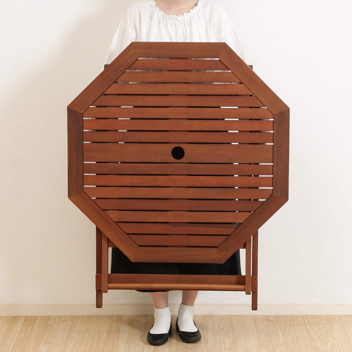 不二貿易（Fuji Boeki） ガーデンテーブル 八角テーブル 幅90cm 木製 