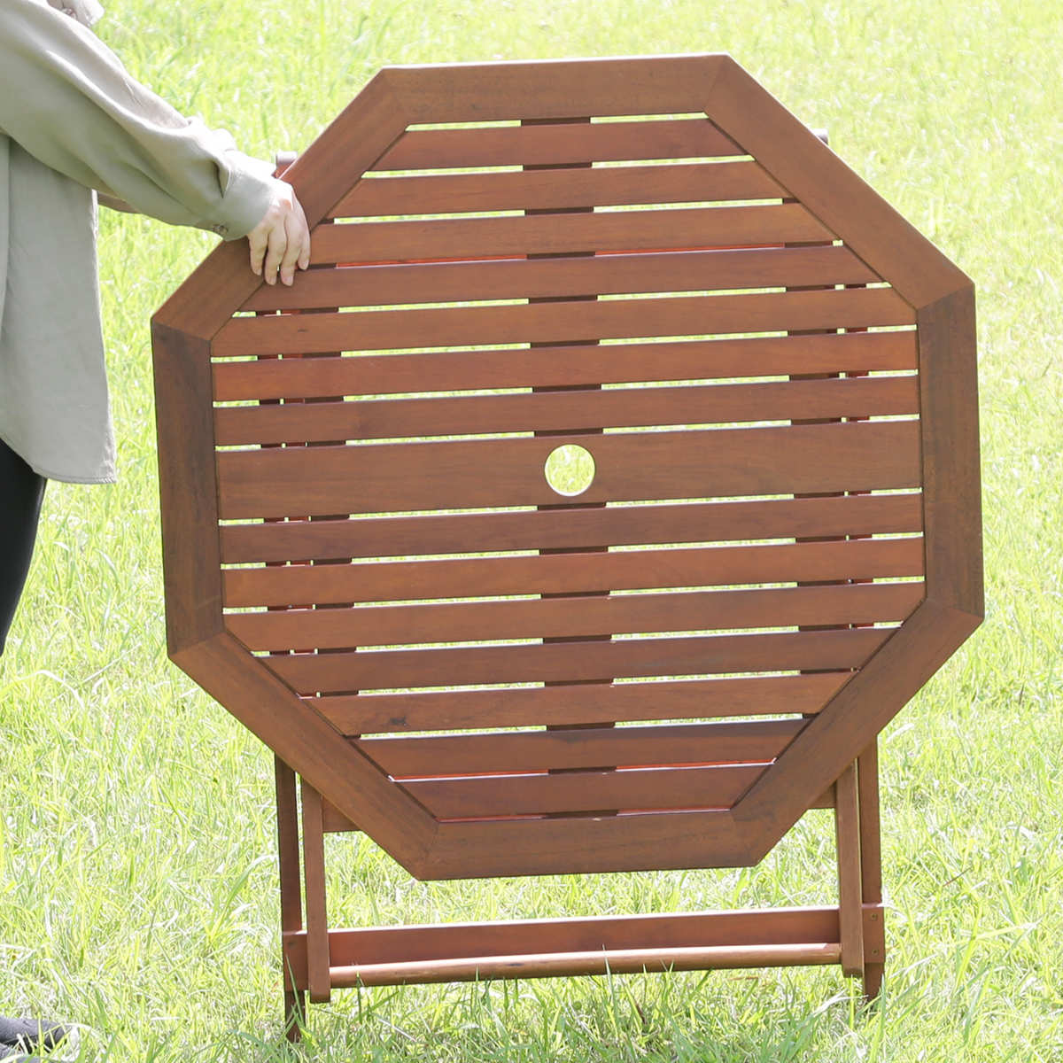 【在庫セール】不二貿易 ガーデン テーブル 八角 折りたたみ 幅90×奥行90× 不二貿易 八角テーブル 折りたたみ ブラウン 81061