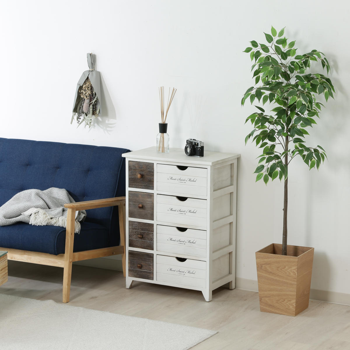 不二貿易（Fuji Boeki） チェスト 幅52cm 2列4段 アンティーク調