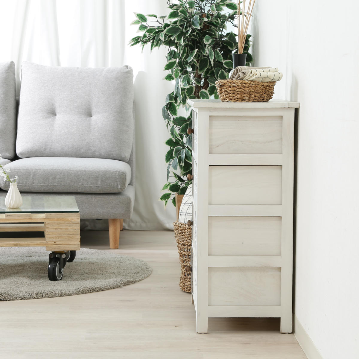 不二貿易（Fuji Boeki） チェスト 幅52cm 2列4段 アンティーク調