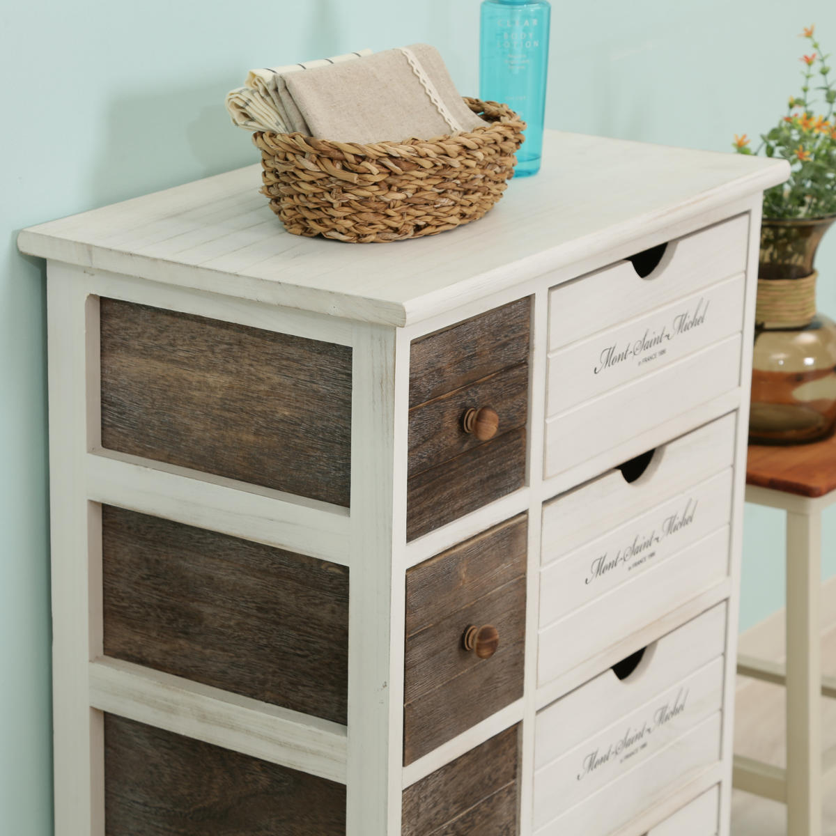 不二貿易（Fuji Boeki） チェスト 幅52cm 2列4段 アンティーク調