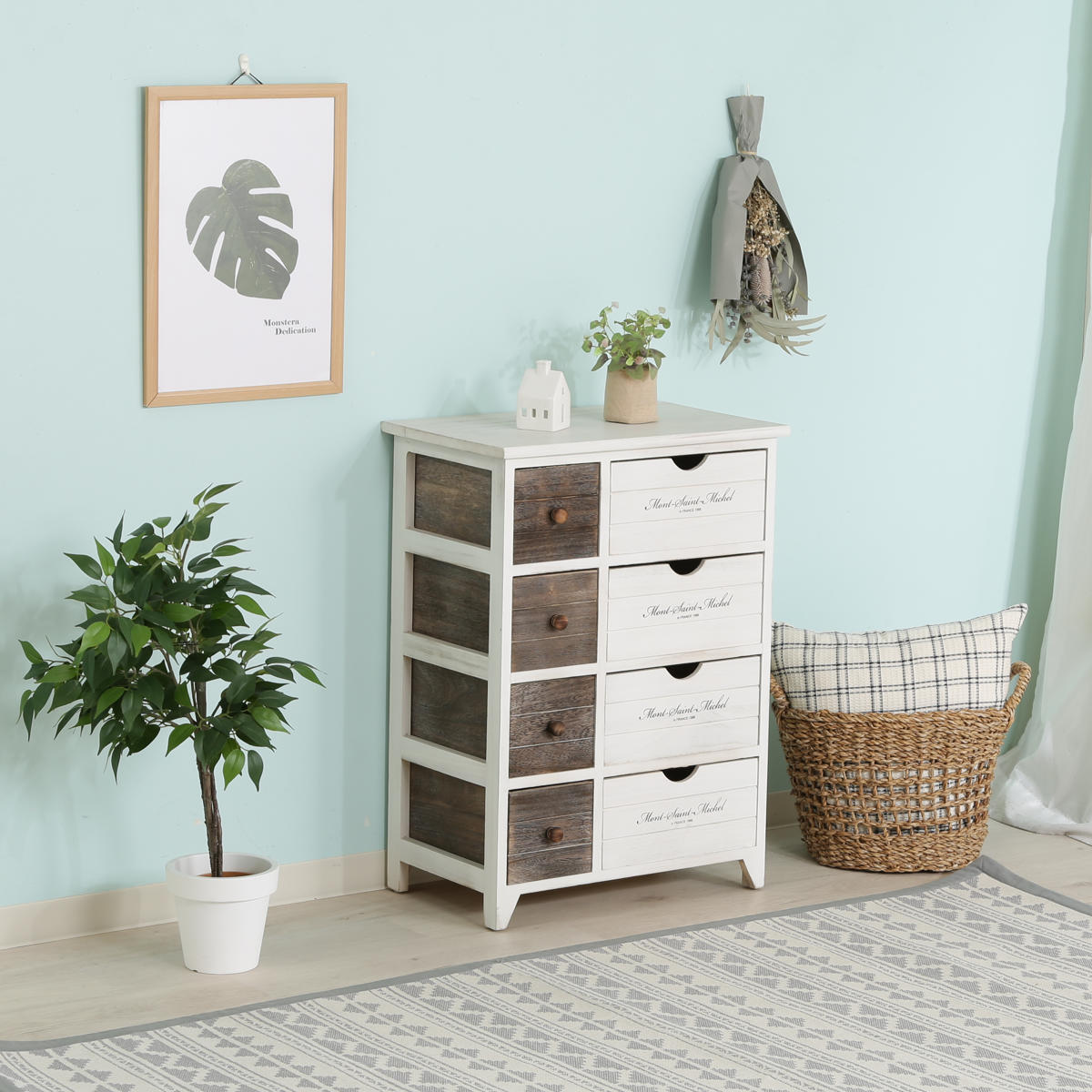 不二貿易（Fuji Boeki） チェスト 幅52cm 2列4段 アンティーク調