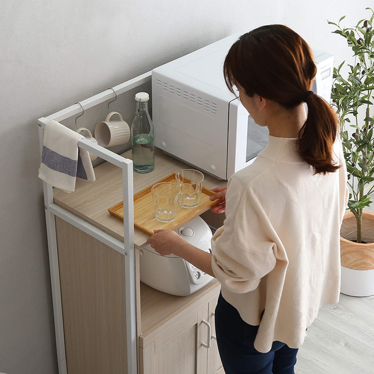 ホームテイスト（HOME taste） レンジ台 幅93.5cm ワイドタイプ 北欧調