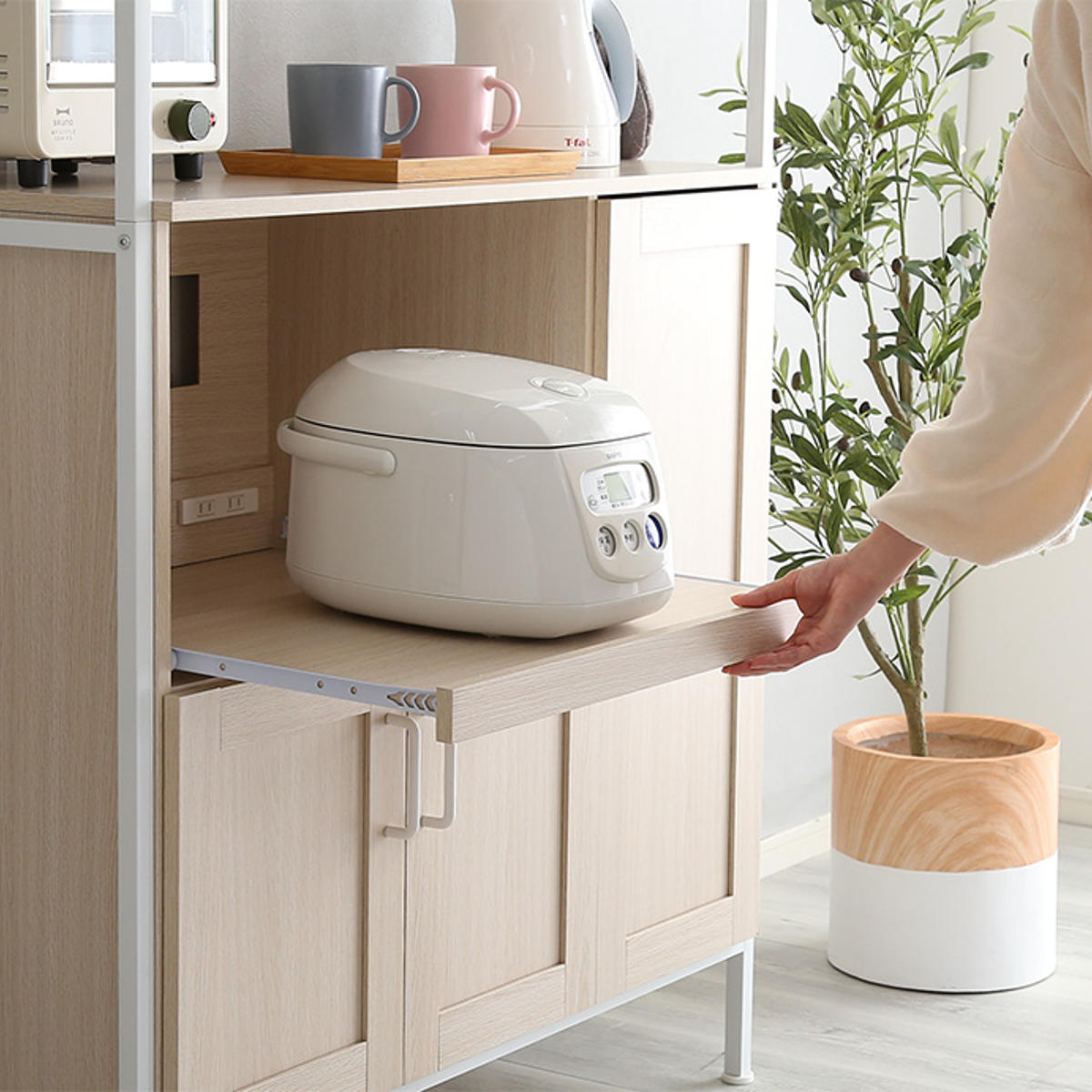 ホームテイスト（HOME taste） 食器棚 幅93.5cm ワイド ハイタイプ