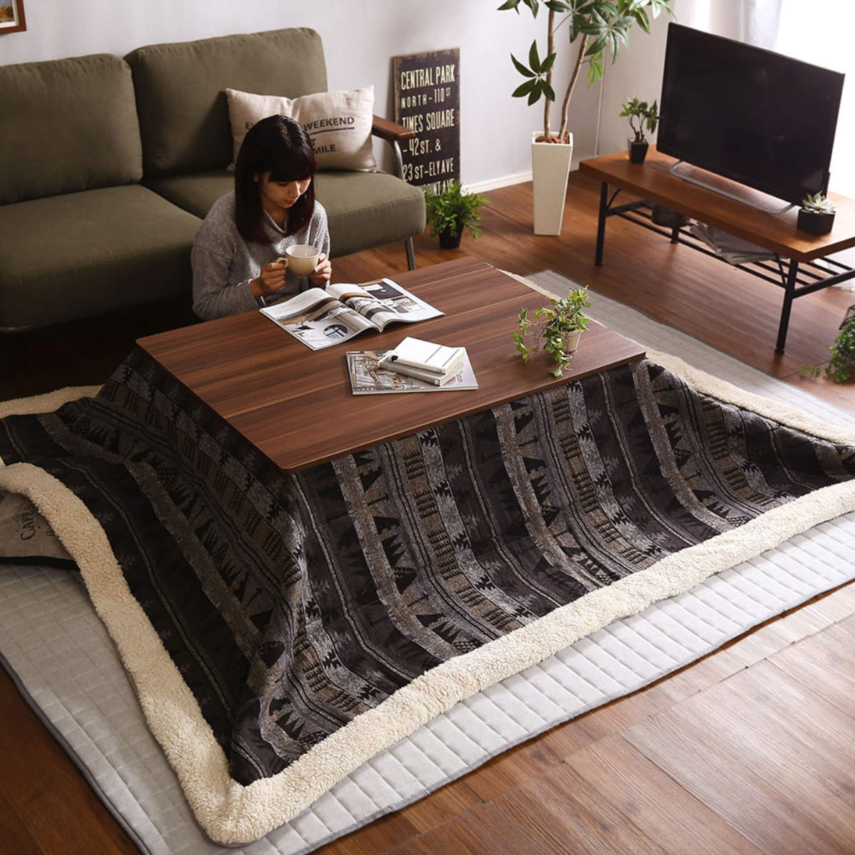 モダンリビングコタツ102cm こたつテーブル 長方形 ヴィンテージブラウン ホームテイスト（HOME taste） こたつ 幅105cm テーブル カジュアル