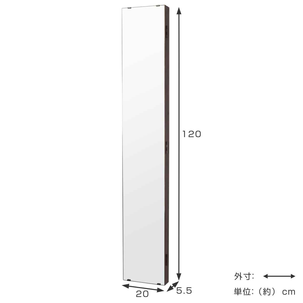 塩川光明堂 ミラー 壁掛け ウォールミラー アングル 20×120cm （ 鏡