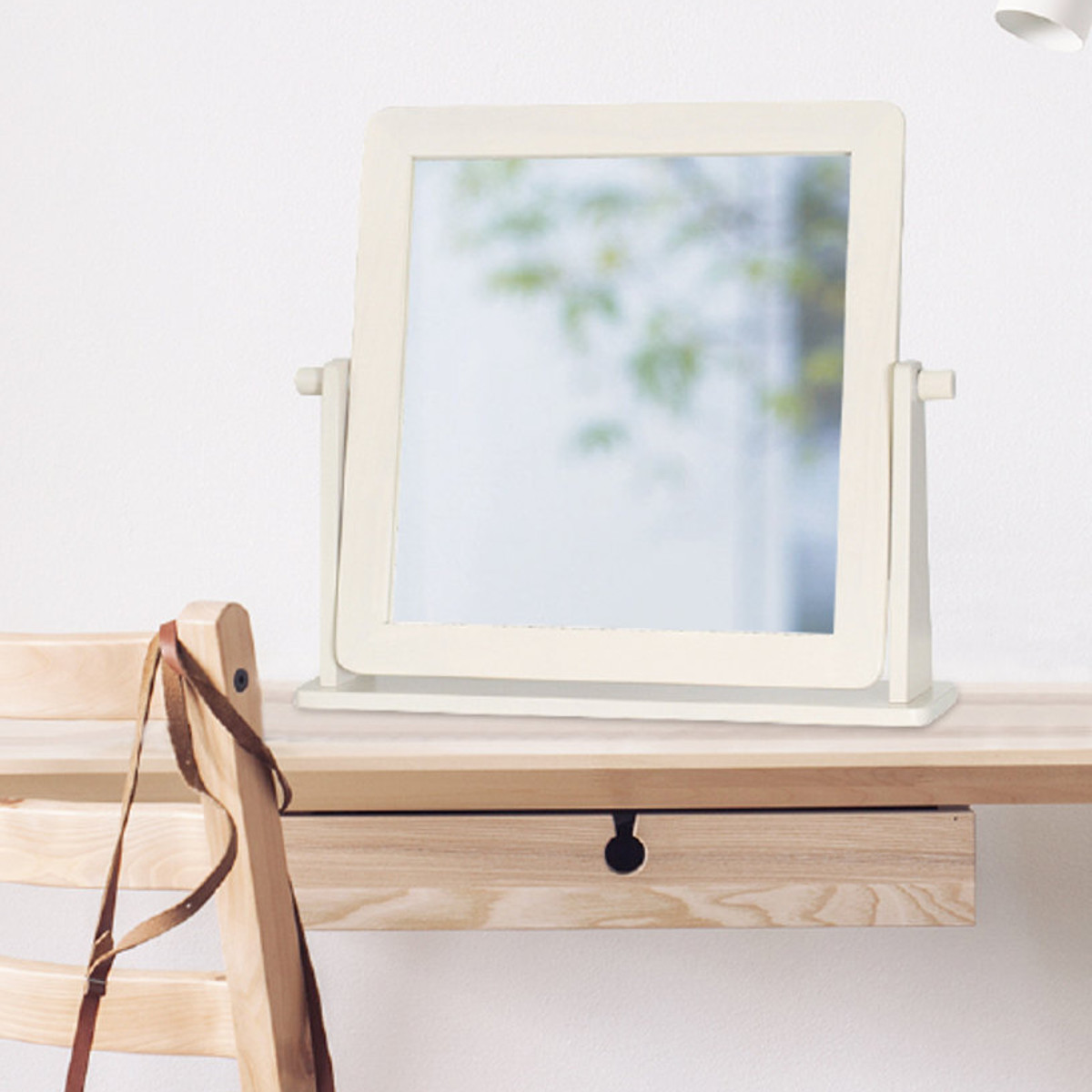 塩川光明堂 スタンドミラー 高さ41cm 卓上 木製フレーム （ 卓上ミラー