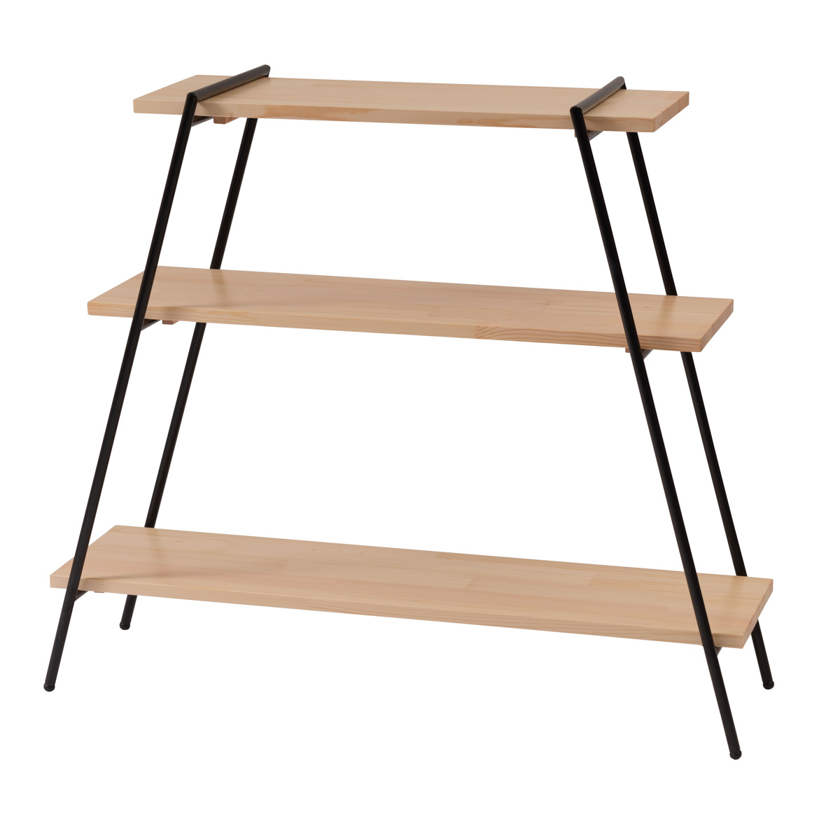 東谷 オープンラック 3段 天然木棚 アイアン脚 幅90cm （ オープン
