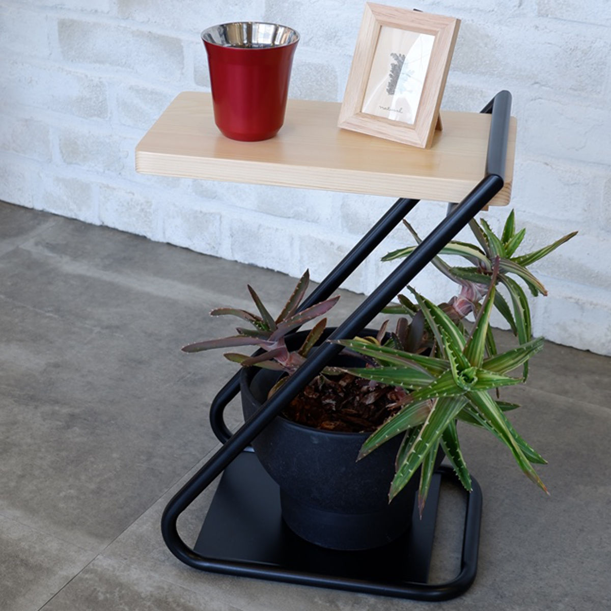 東谷 サイドテーブル 天然木天板 アイアン脚 ロータイプ 幅31cm