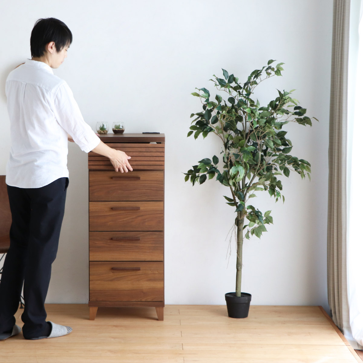 東馬（Tohma） チェスト 5段 コンセント付 テクター 幅44cm （ 収納棚