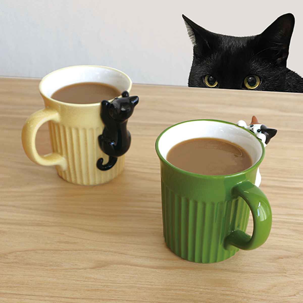 マグカップ 250ml にらめっこ猫マグ 陶器 （ マグ コップ カップ ネコ