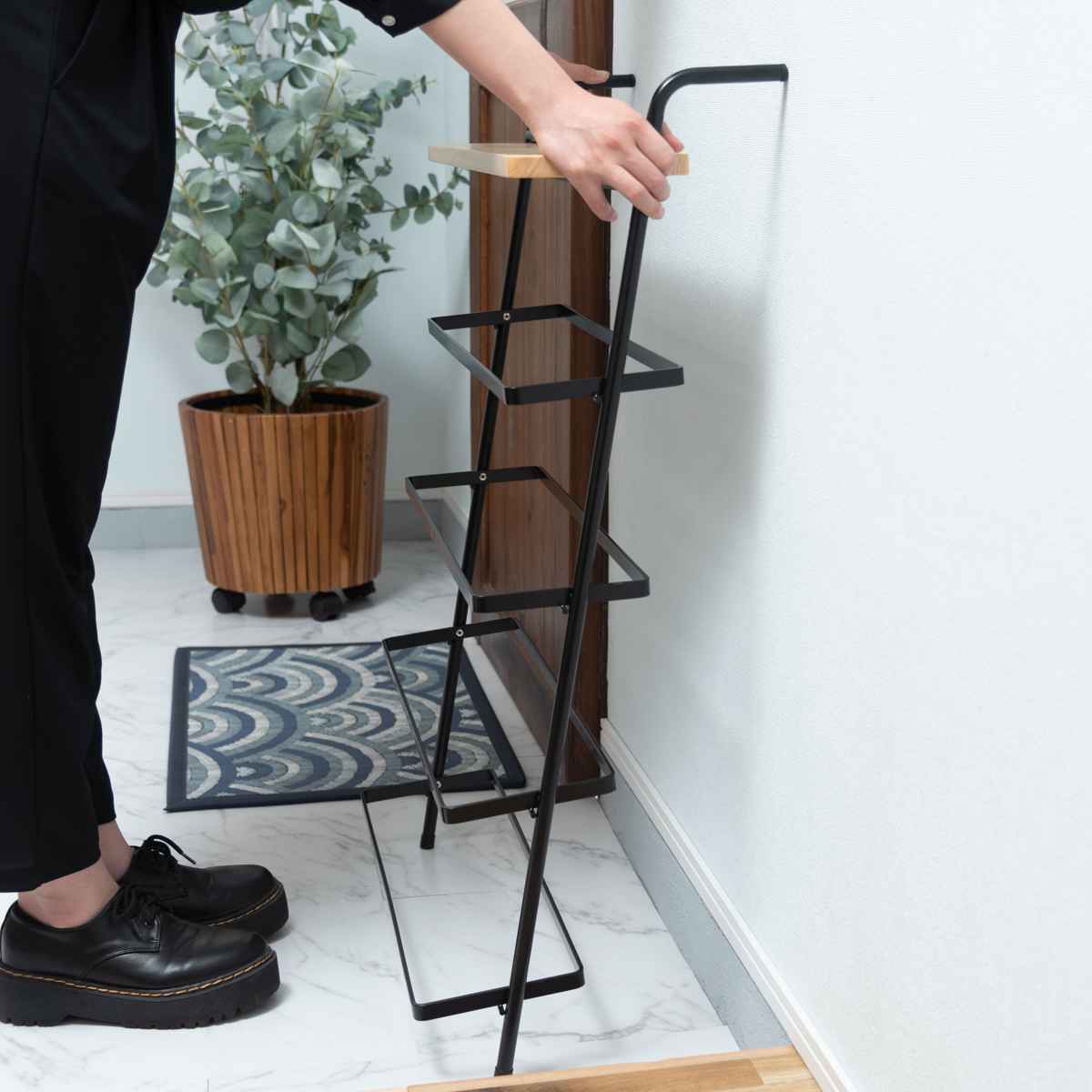 東谷 シューズラック 4段 スリム 組み立て品 スチール製 （ おしゃれ