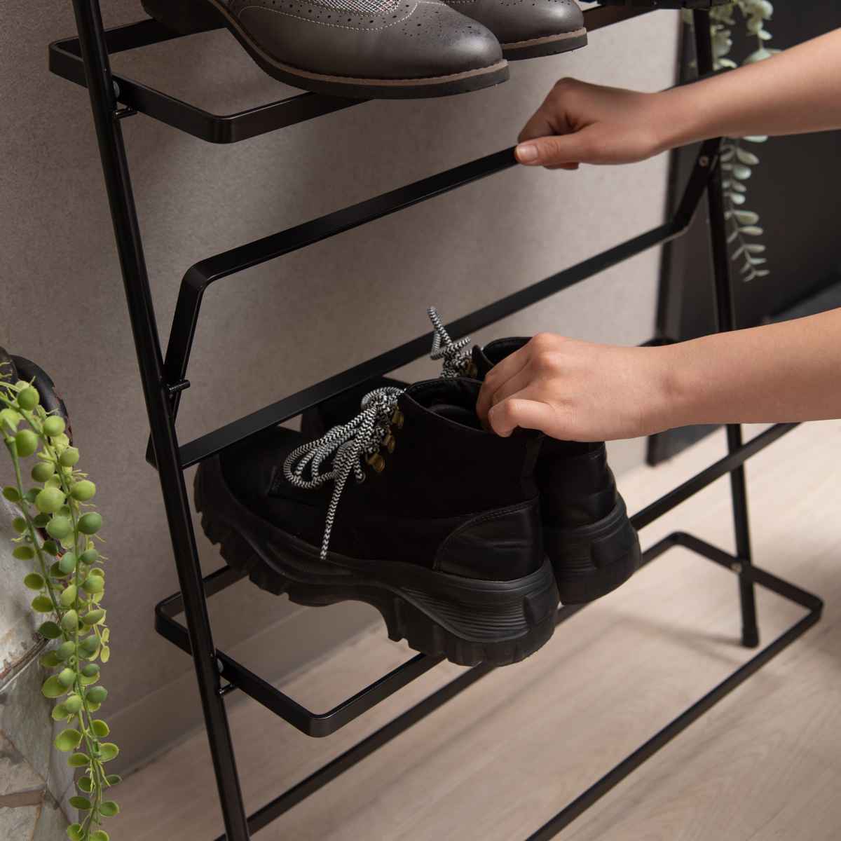 東谷 シューズラック 4段 スリム 組み立て品 スチール製 （ おしゃれ