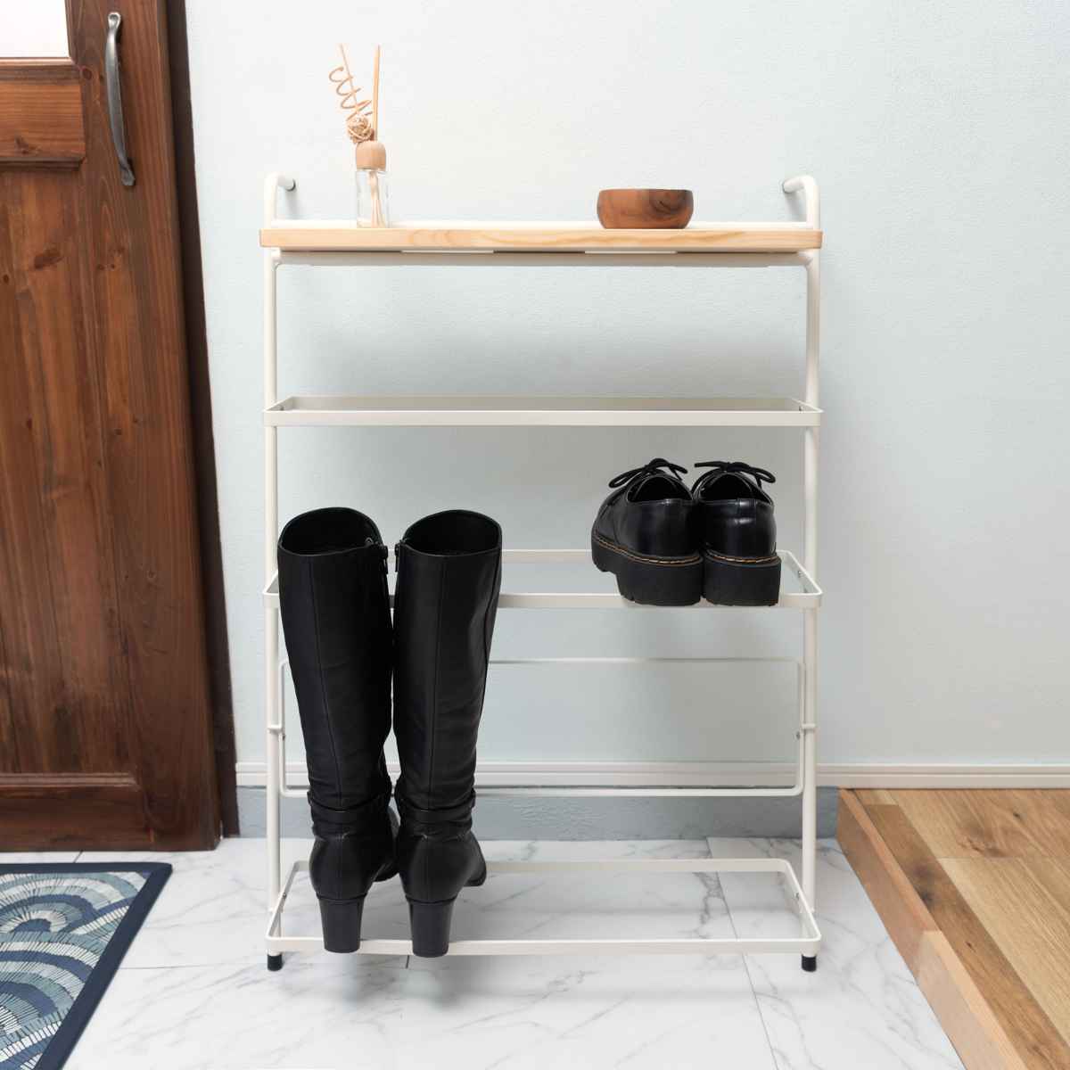 東谷 シューズラック 4段 スリム 組み立て品 スチール製 （ おしゃれ