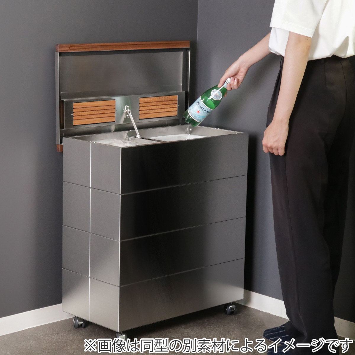 ゴミ箱 90L CUBOID ダブルステンレス蓋 （ KENNER ごみ箱 90リットル