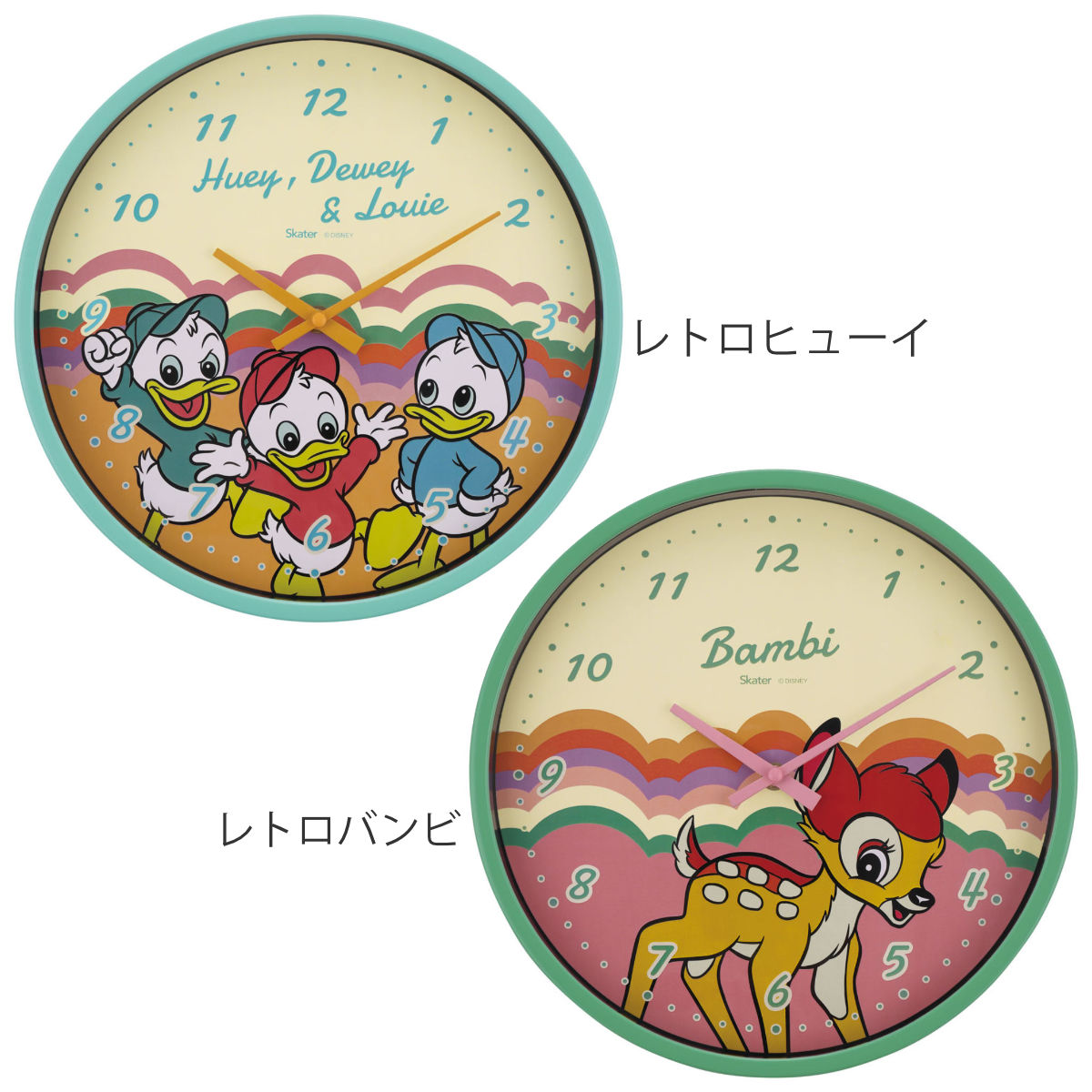 スケーター 掛け時計 レトロ ディズニー （ ヒューイ デューイ ルーイ
