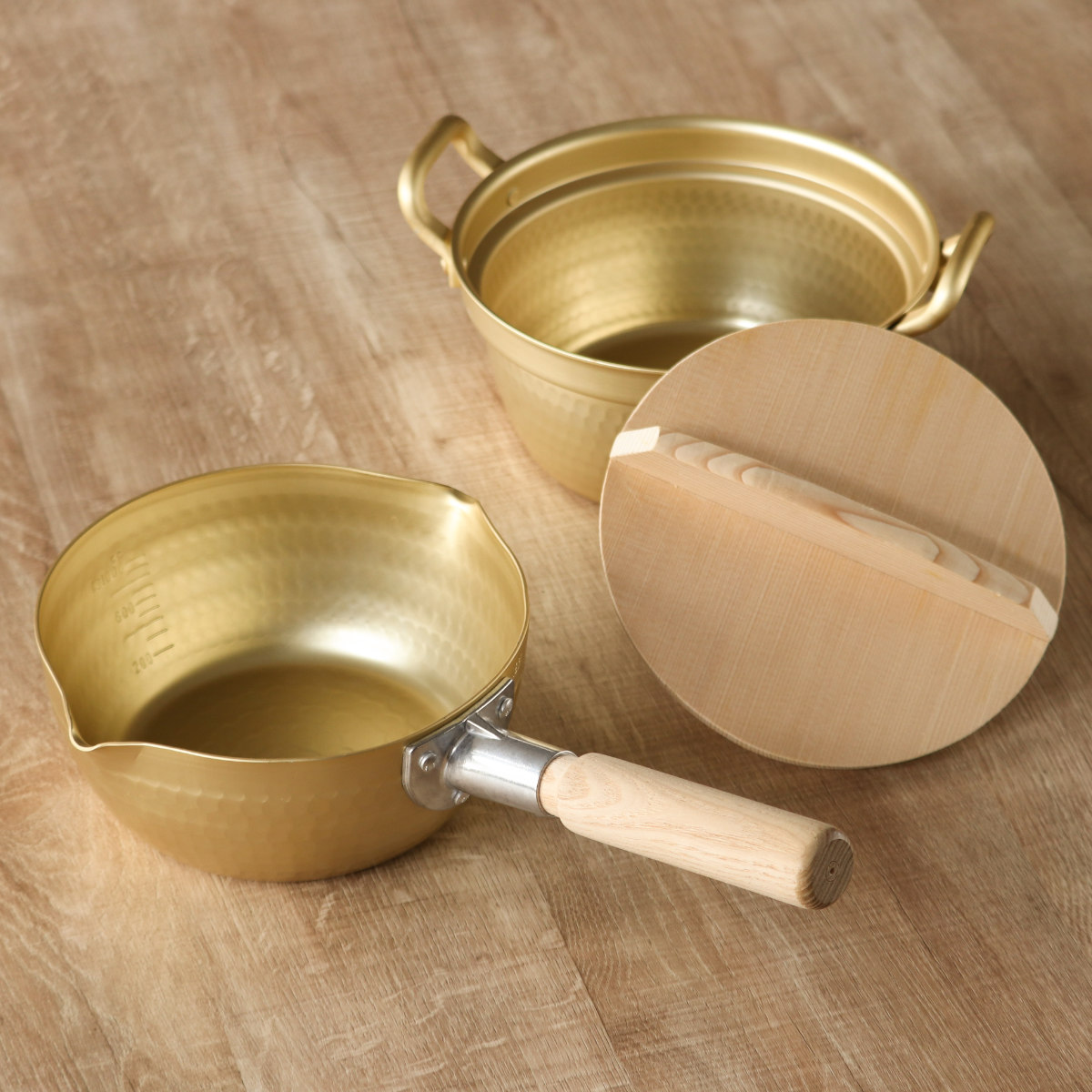 北陸アルミニウム 両手鍋 18.5cm 小伝具 アルミ段付鍋 木蓋付 日本製