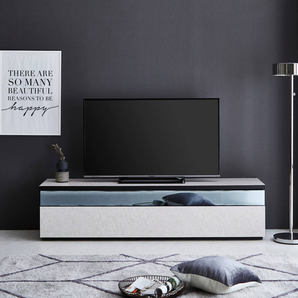 テレビ台 ローボード 石目調 モダンデザイン 日本製 幅180cm （ テレビ