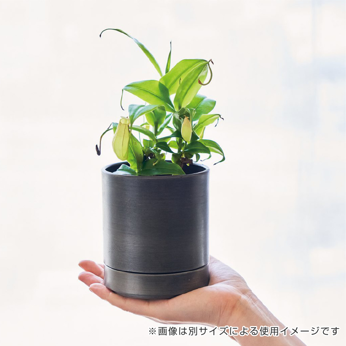 植木鉢 MC円柱メタルECOポット 受け皿付き 直径12cm （ プランター