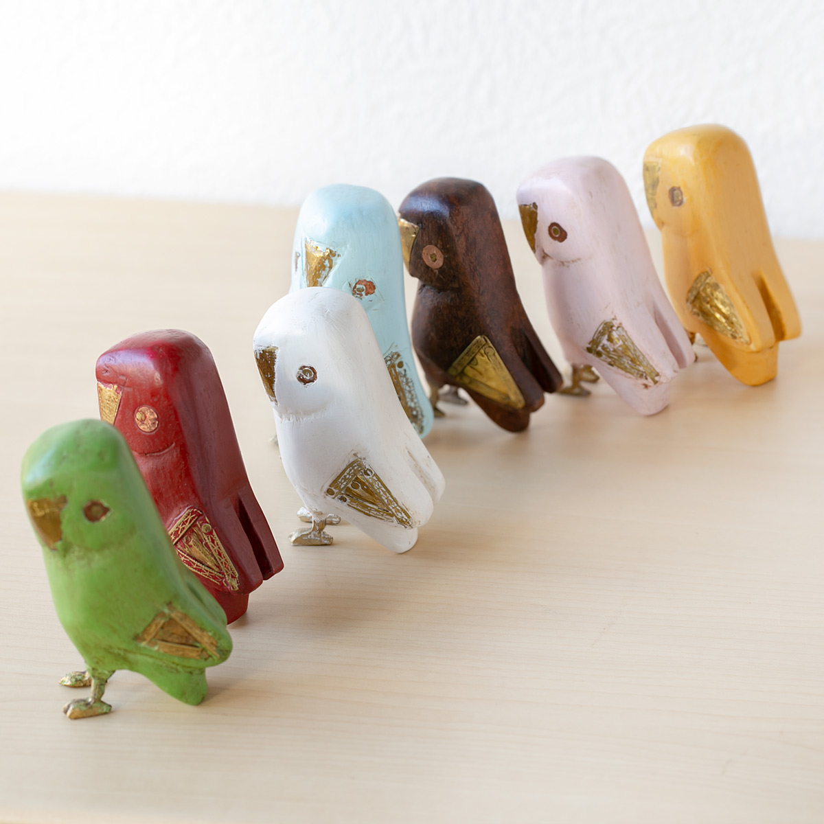 オブジェ フクロウ Sサイズ マスコット 木製 （ ふくろう 鳥 かわいい
