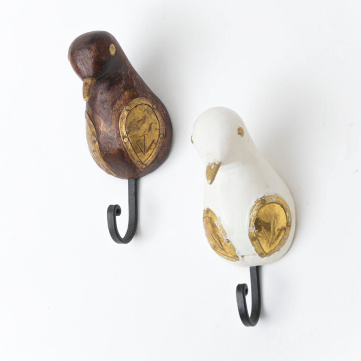 フック ウッドバードフック アイアン （ 壁掛けフック 壁 金具 天然木